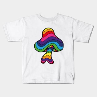 The Perfect Mushroom: Exotic Trippy Wavy Rainbow Stripes Contour Lines. Kids T-Shirt
